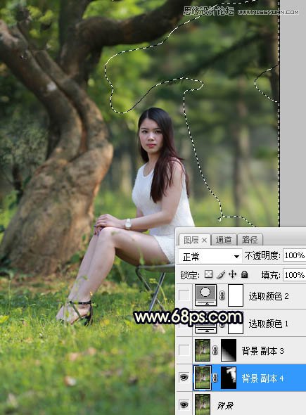 Photoshop调出公园美女照片暖黄色逆光效果,PS教程,素材中国网