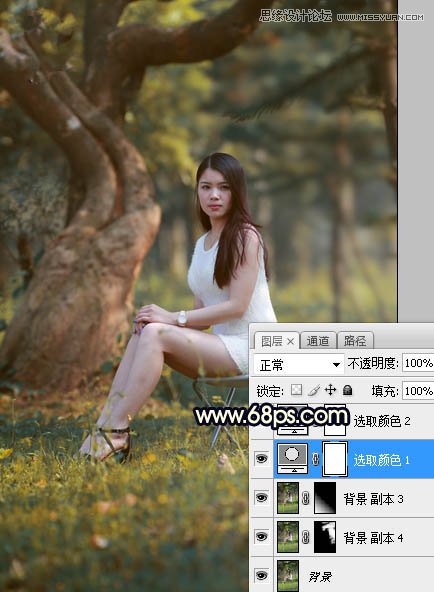 Photoshop调出公园美女照片暖黄色逆光效果,PS教程,素材中国网