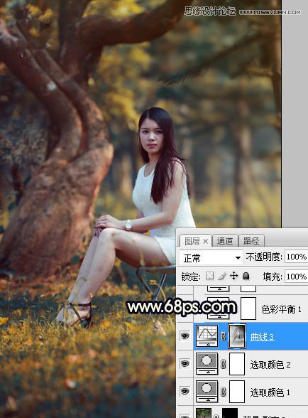 Photoshop调出公园美女照片暖黄色逆光效果,PS教程,素材中国网