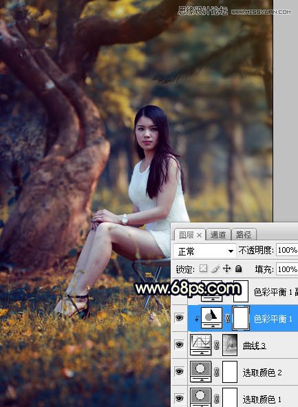 Photoshop调出公园美女照片暖黄色逆光效果,PS教程,素材中国网