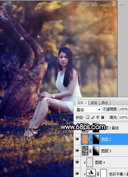 Photoshop调出公园美女照片暖黄色逆光效果,PS教程,素材中国网