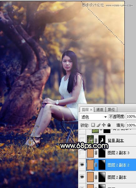 Photoshop调出公园美女照片暖黄色逆光效果,PS教程,素材中国网