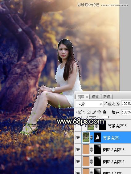 Photoshop调出公园美女照片暖黄色逆光效果,PS教程,素材中国网