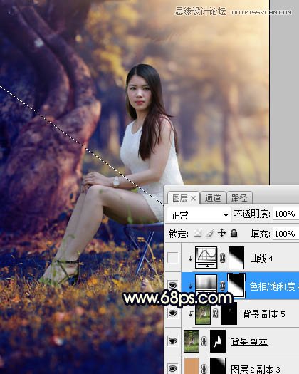 Photoshop调出公园美女照片暖黄色逆光效果,PS教程,素材中国网