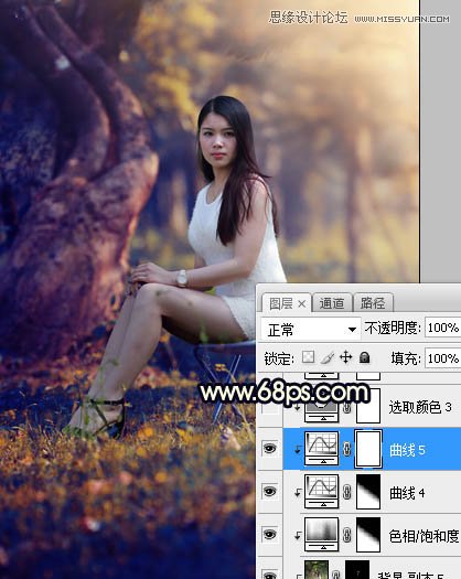 Photoshop调出公园美女照片暖黄色逆光效果,PS教程,素材中国网