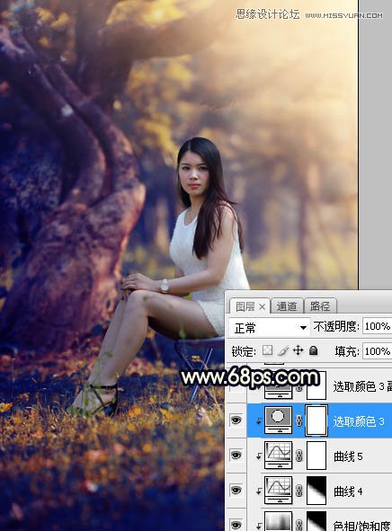 Photoshop调出公园美女照片暖黄色逆光效果,PS教程,素材中国网