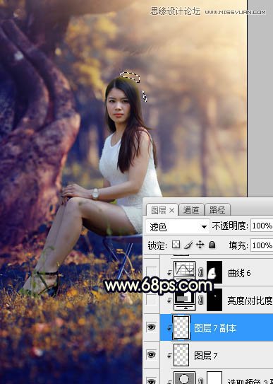 Photoshop调出公园美女照片暖黄色逆光效果,PS教程,素材中国网