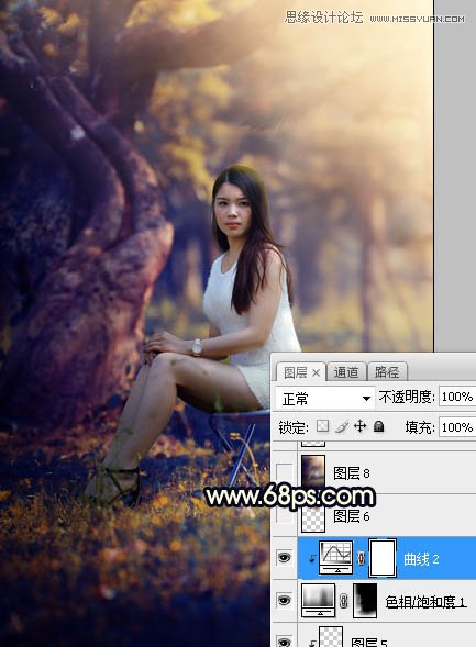 Photoshop调出公园美女照片暖黄色逆光效果,PS教程,素材中国网