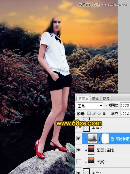 Photoshop给外景人像添加黄昏色美景效果,PS教程,素材中国网