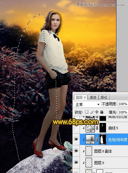 Photoshop给外景人像添加黄昏色美景效果,PS教程,素材中国网