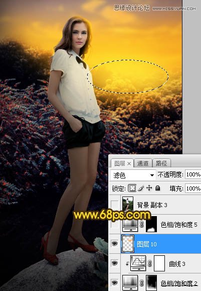 Photoshop给外景人像添加黄昏色美景效果,PS教程,素材中国网