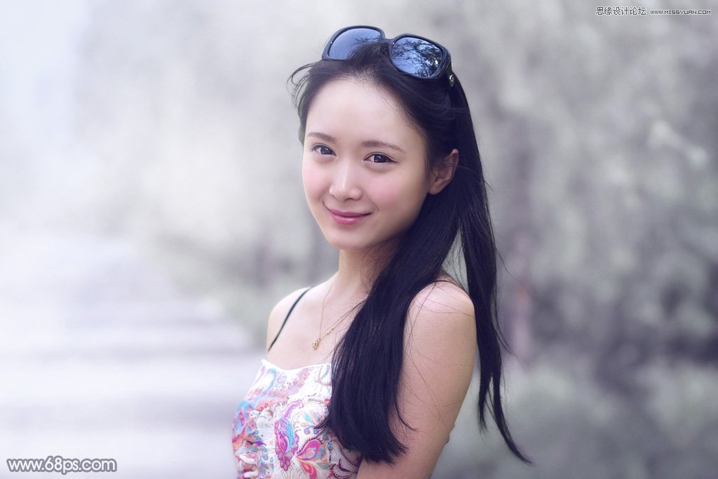 Photoshop调出外景美女照片甜美柔色效果,PS教程,素材中国网