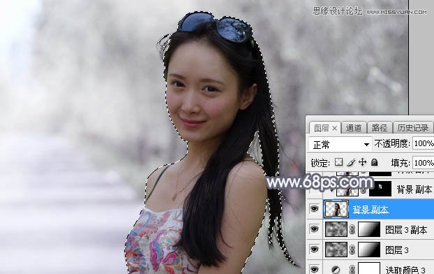 Photoshop调出外景美女照片甜美柔色效果,PS教程,素材中国网