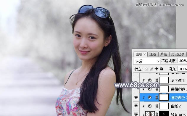 Photoshop调出外景美女照片甜美柔色效果,PS教程,素材中国网