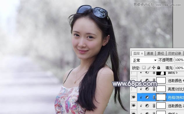 Photoshop调出外景美女照片甜美柔色效果,PS教程,素材中国网