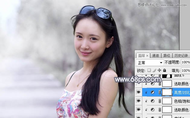 Photoshop调出外景美女照片甜美柔色效果,PS教程,素材中国网