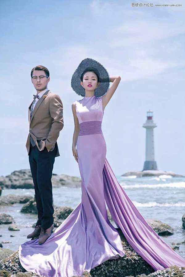 Photoshop利用通道混合器给外景婚纱调色,PS教程,素材中国网