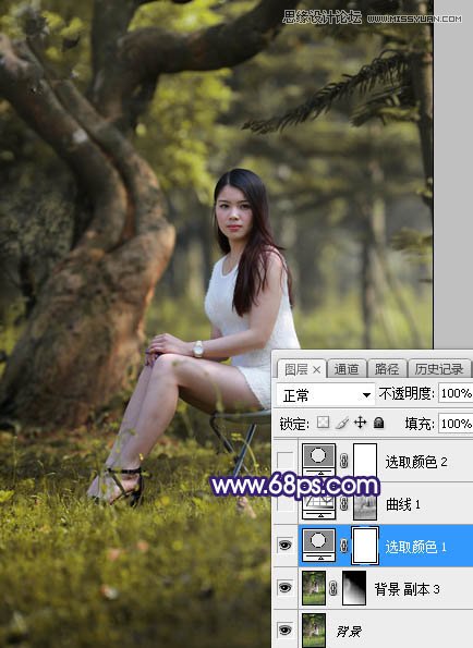 Photoshop调出树林下女孩唯美紫色逆光效果,PS教程,素材中国网