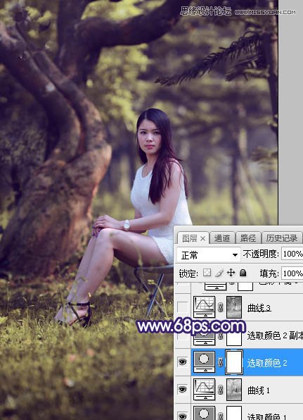 Photoshop调出树林下女孩唯美紫色逆光效果,PS教程,素材中国网