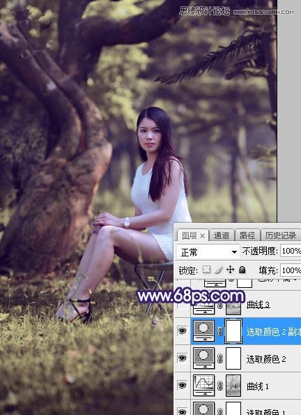 Photoshop调出树林下女孩唯美紫色逆光效果,PS教程,素材中国网