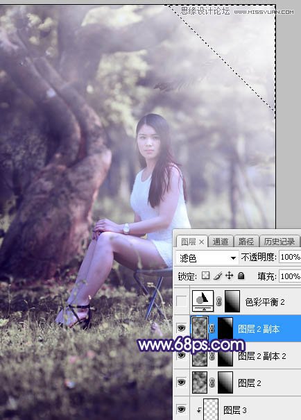 Photoshop调出树林下女孩唯美紫色逆光效果,PS教程,素材中国网