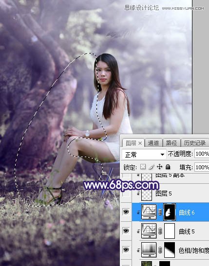 Photoshop调出树林下女孩唯美紫色逆光效果,PS教程,素材中国网