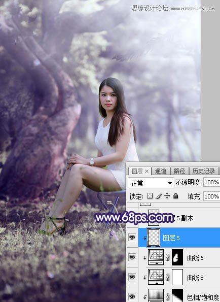 Photoshop调出树林下女孩唯美紫色逆光效果,PS教程,素材中国网