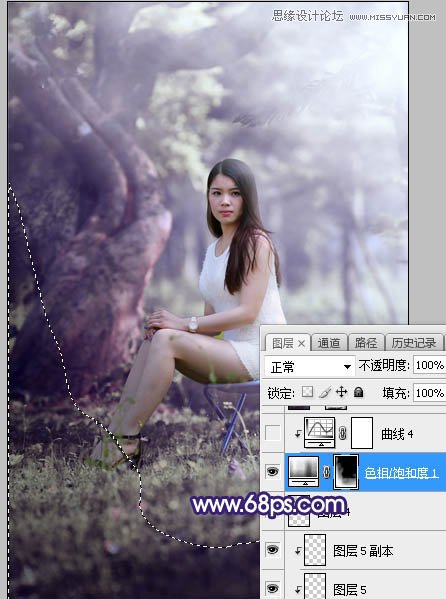 Photoshop调出树林下女孩唯美紫色逆光效果,PS教程,素材中国网