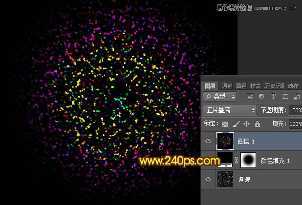 Photoshop制作炫彩效果的烟花绽放效果图,PS教程,素材中国网