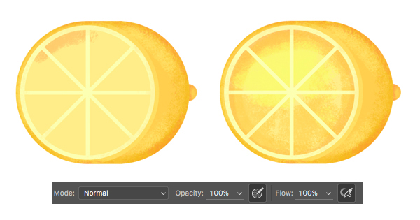 make the segments of the lemon textured