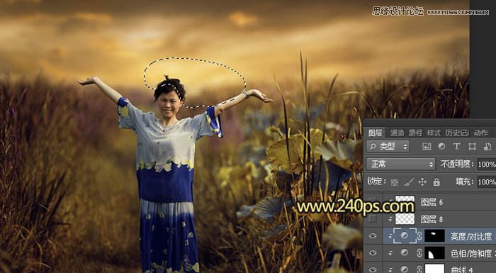 Photoshop调出外景人像黄昏美景效果图,PS教程,素材中国网