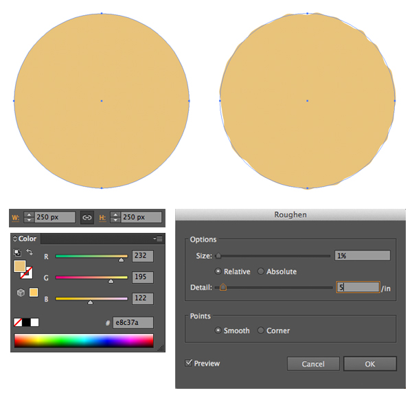 make a circle cookie base and apply Roughen effect