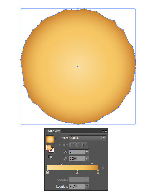 apply yellow radial gradient