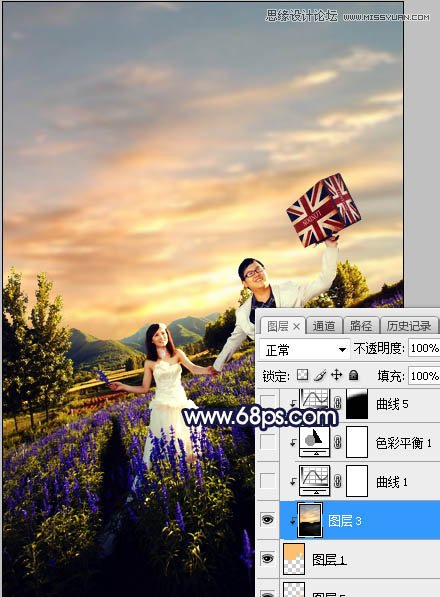 Photoshop给外景婚纱照片添加夕阳黄昏效果,PS教程,素材中国网