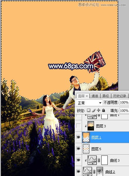 Photoshop给外景婚纱照片添加夕阳黄昏效果,PS教程,素材中国网