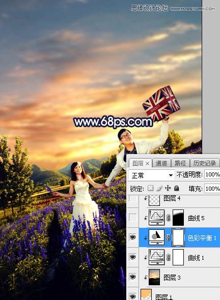 Photoshop给外景婚纱照片添加夕阳黄昏效果,PS教程,素材中国网