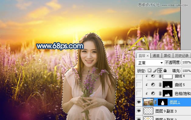 Photoshop给外景人像照片添加唯美夕阳景色,PS教程,素材中国网