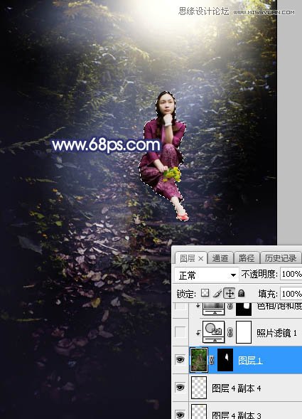 Photoshop给森林中人像添加耶稣光效果,PS教程,素材中国网