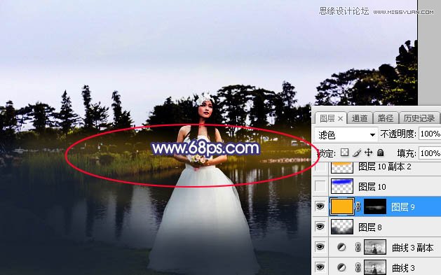 Photoshop给外景婚纱人像添加唯美夕阳景色,PS教程,素材中国网