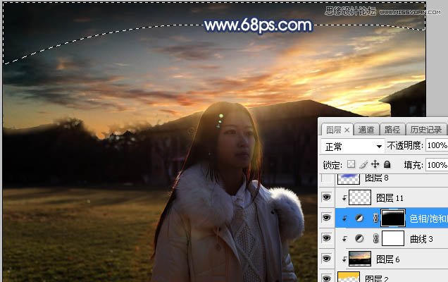 Photoshop给人像照片添加日落夕阳美景,PS教程,素材中国网