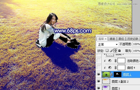 Photoshop调出草地美女照片唯美逆光效果,PS教程,素材中国网