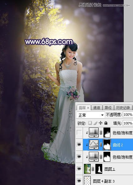 Photoshop给外景婚纱照片添加甜美逆光效果,PS教程,素材中国网