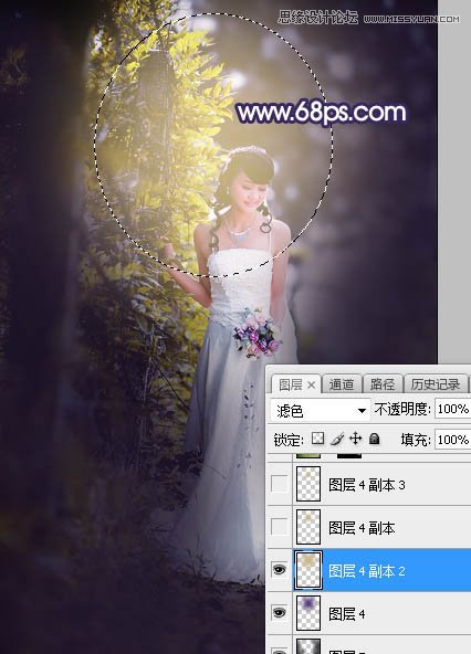 Photoshop给外景婚纱照片添加甜美逆光效果,PS教程,素材中国网