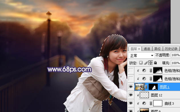 Photoshop给外景人像照片添加夕阳光效,PS教程,素材中国网