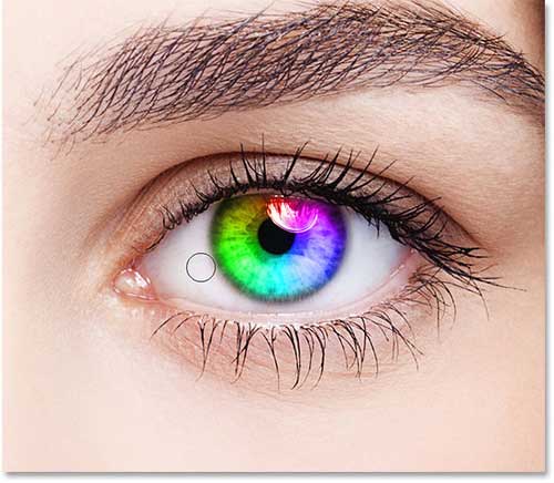 photoshop制作美女超酷的彩虹美瞳效果,ps教程,素材中国网