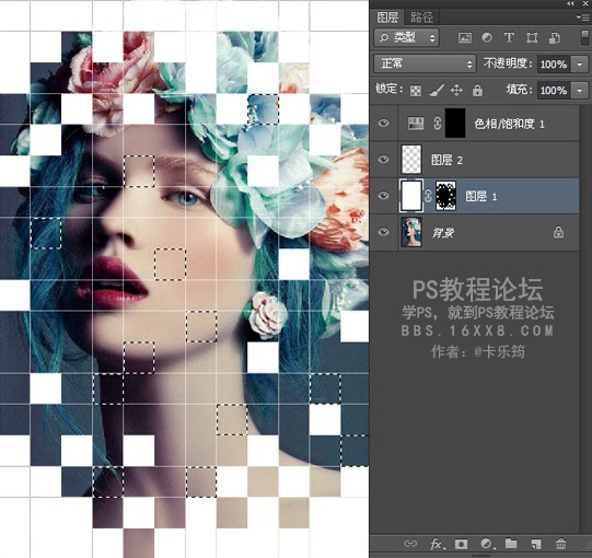 Photoshop制作个性的人像格子效果图,PS教程,素材中国网