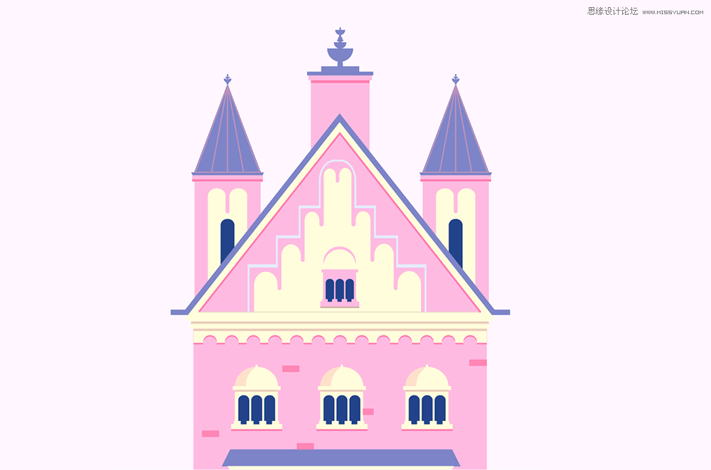 Illustrator绘制梦幻卡通风格的城堡,PS教程,素材中国网