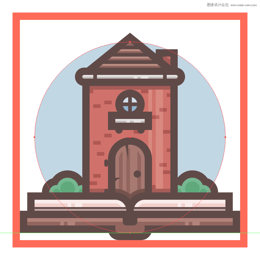 Illustrator绘制扁平化风格的城堡图标,PS教程,素材中国网