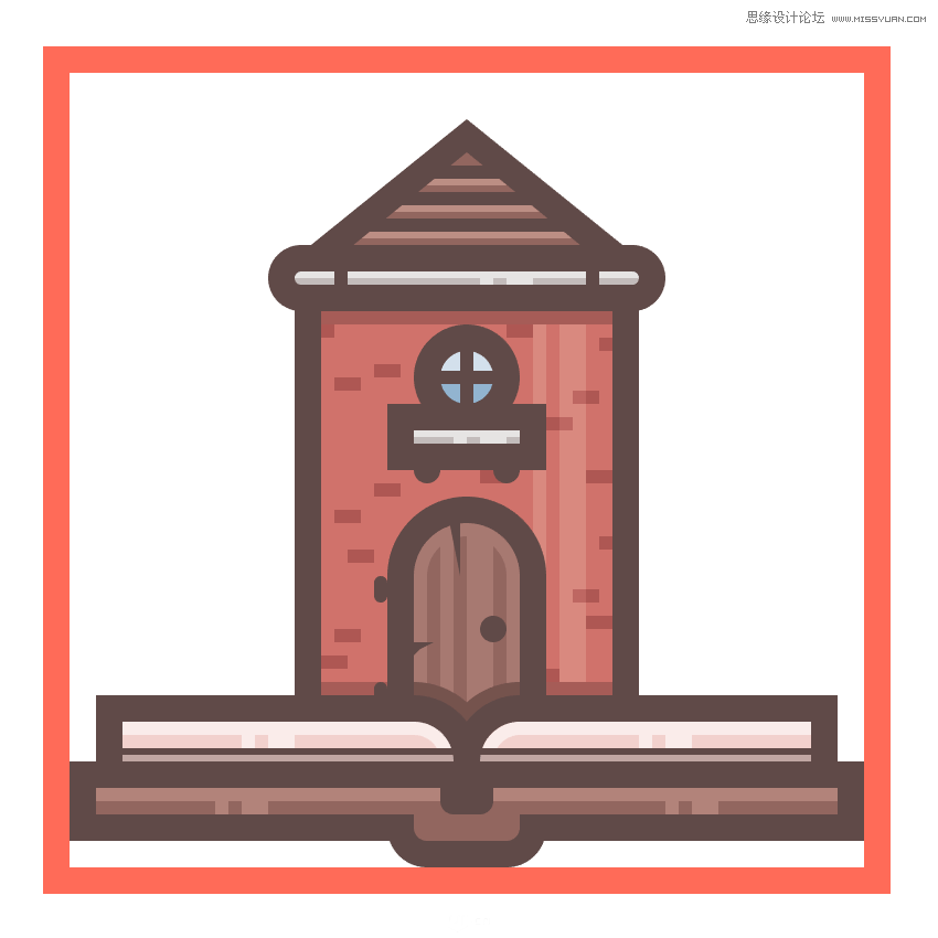 Illustrator绘制扁平化风格的城堡图标,PS教程,素材中国网