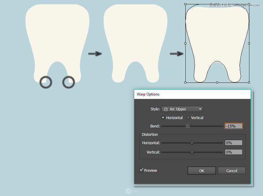 Illustrator绘制简洁风格的牙齿图标教程,PS教程,素材中国网